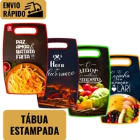 Imagem da promoção Kit 3 Tabua de Carne Plástica para Legumes Frutas Frios Estampada Resistente Tabua de Corte Multiuso