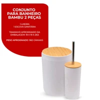 Imagem da promoção Kit Banheiro Em Bambu Com Lixeira Tampa Detalhes Luxo