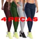 Kit 4 Calça Jogger Canelada de Ribana Cintura Alta em oferta