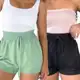 Kit Short Feminino Moletinho Moletom Elástico na Cintura De Algodão Com Bolso Laterais em oferta