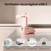 Imagem da promoção JISULIFE 3 em 1 Mini Ventilador Portátil Dobrável 46 Horas Duração 4500mAh com Lanterna (Life8 PLus)