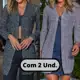 Kit 2 unidades Cardigan Tricot Aberto Casaquinho Manga Longa em oferta