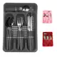 Kit Conjunto Talher Faqueiro 25 Peça Aço Inox Cozinha Com Suporte Para Gaveta - Preto - Vermelho - R em oferta