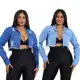 kit c/2 Jaquetas Jeans feminina Cropped Moda blogueira Outono Inverno em oferta