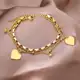 Bracelete Coração De Aço Inoxidável Moda Prata Ouro Cor Elegante em oferta
