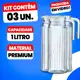 Kit 3 Jarras de Suco Água Vidro Transparente 1 Litro com Tampa em oferta