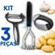 Kit Descascador de Legumes 3 em 1 Triturador Espremedor de Alho Amassador de Batata Aço Inox com Cab em oferta