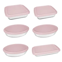 Imagem da promoção Conjunto Assadeiras 6 Peças com Tampa Cor Rosa - Marinex