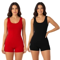 Imagem da promoção Kit 2 Macaquinhos Fitness Liso Academia Suplex Macacão Curto Treino