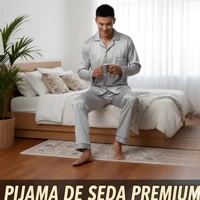Imagem da promoção Pijama Masculino Americano Em Cetim De Seda|Design luxuoso Com Bolsos Abotoados|Confortável E Elegan