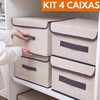 Imagem da promoção KIT 4 Caixas Multiuso Organizadora Colors Dobravel TNT para Armários Guarda Roupas