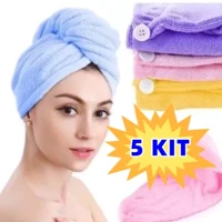 Imagem da promoção 5 Kit Toalha De Cabelo Banho, Toalha Grossa Mágica Para Secar Cabelo De Microfibra Grossa Touca Pós
