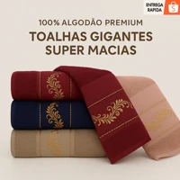 Imagem da promoção Kit 2 Toalhas de Banho Premium Gigante 100% Algodão – Felpudas, Macias e Super Absorventes
