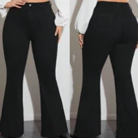 Imagem da promoção Calça Flare preta Jeans Plus Size Feminina Com Lycra Modelagem levanta bumbum