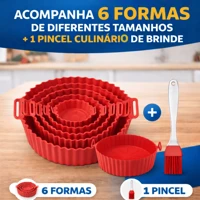 Imagem da promoção Kit 6 Forma Para Air Fryer Silicone Antiaderente Forno Microondas + Pincel Culinario