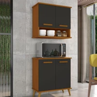 Imagem da promoção Kit de Cozinha Mavi – Balcão + Armário Aéreo para Transformar Sua Cozinha (Cedro/Preto)