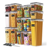 Imagem da promoção Kit 14 Potes Herméticos Empilháveis Quadrado Resistente Plástico Cozinha Dispensa Alimentos e Bebida