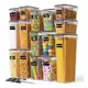 Kit 14 Potes Herméticos Empilháveis Quadrado Resistente Plástico Cozinha Dispensa Alimentos e Bebida em oferta