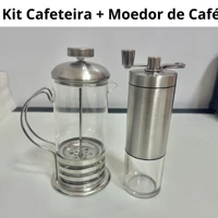 Imagem da promoção Kit Moedor De Café Manual Gourmet e Cafeteira Prensa Francesa de Inox e Vidro