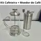 Kit Moedor De Café Manual Gourmet e Cafeteira Prensa Francesa de Inox e Vidro em oferta