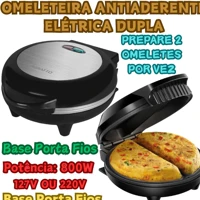 Imagem da promoção Omeleteira Antiaderente Elétrica Dupla Luz Piloto Acabamento Em Inox Base Porta Fios 127V Ou 220V