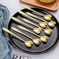 Imagem da promoção Kit 10 Colheres Coração Fofa para Cozinha Mesa Posta Douradas Café Sobremesa Chá Aço Inoxidável
