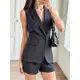 Conjunto feminina Colete sem manga e Shorts com bolso simples liso Alfaiataria em oferta
