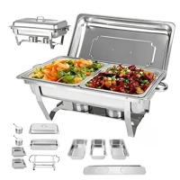 Imagem da promoção Rechaud Retangular 12 L Com 3/2/1 Cubas 1/3 Banho Maria Inox Litros Panelas Buffet 12litros Banho