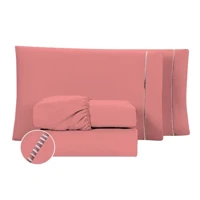 Imagem da promoção Jogo de Lençol 04 Peças 400 Fios Micropercal Ponto Palito Cama Solteiro, Casal, Queen, e King Super