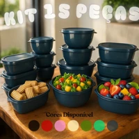 Imagem da promoção Kit 15 Potes Herméticos de Plástico com Tampa – Empilháveis e Ultra Resistentes Vasilha,Panela, Herm