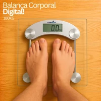Imagem da promoção Balança Digital De Vidro Corporal Temperado Até 180 Kg Quadrada Banheiro Portátil Comica