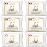 Imagem da promoção Kit 6 Travesseiro Pluma de Ganso Descanso Antiacaro 70x50cm Luxo Sintético