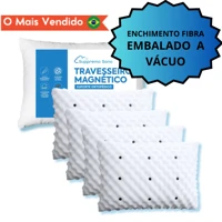 Imagem da promoção KIT 4 Travesseiro MAGNÉTICO ALTO Ortopédico de Fibra Siliconada Premium IMÃS Anti Ronco Terapêutico