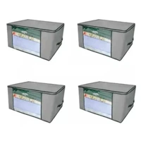 Imagem da promoção Kit 4 Organizadores com Zíper Multiuso 60x45x30cm Cinza