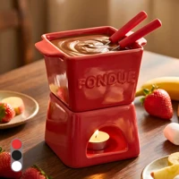 Imagem da promoção Aparelho de Fondue 6 peças, p/ 2 pessoas, com vela, portátil, 3 cores, elegante, resistente 300ml