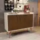 Aparador Buffet Retrô 3 Portas Wood - Off White / Freijó - Rpm Móveis em oferta