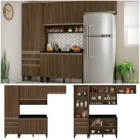 Cozinha Bartira Jaspe com 6 Portas, 3 Gavetas e 6 Prateleira em oferta na Ponto Frio