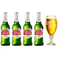 Kit Cerveja Stella Artois Cálice Vintage Premium - 4 Unidades de 275ml com 1 Cálice em oferta na Magazine Luiza