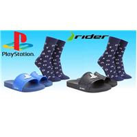 Imagem da promoção Kit Chinelo Slide Rider Playstation II AD + Meia Cano Médio Masculino