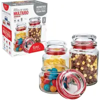 Imagem da oferta Conjunto Potes de Vidro Multiuso 3 Peças Euro Vermelho