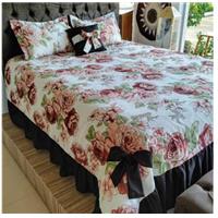 Imagem da promoção Cobre Leito Colcha Giane Casal Queen Tecido Grosso Floral Estampado - Rviotto Enxovais