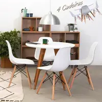 Conjunto Mesa Square Redonda 88cm com 4 Cadeiras Eiffel - Branco em oferta na ShopTime