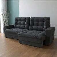 Sofá 3 Lugares Retrátil Lubeck Plush Suede Grafite - Mobly em oferta na Magazine Luiza