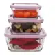 Conjunto com 3 potes quadrados hermeticos de vidro com tampa - Casa Ambiente em oferta