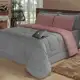 Jogo de Cama Casal Queen 6 Pçs Dupla Fase Cinza e Rosa Cotex em oferta