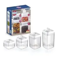 Pote Hermético Vácuo Acrilico Jogo 4 Pçs Crystal Mantimentos - Injeplastec em oferta na Magazine Luiza