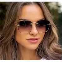 Imagem da promoção Óculos De Sol Feminino Square Quadrado Dourado s/Aro Degradê - OMG