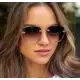 Óculos De Sol Feminino Square Quadrado Dourado s/Aro Degradê - OMG em oferta