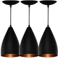 Kit 3 Pendentes Vegas (preto Textura / Bronze) - As Luminarias em oferta na Magazine Luiza