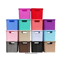 Kit Com 4 Caixas Organizadoras com tampa Rattan 3,5 Litros Monte Libano - Monte Líbano em oferta na Magazine Luiza
